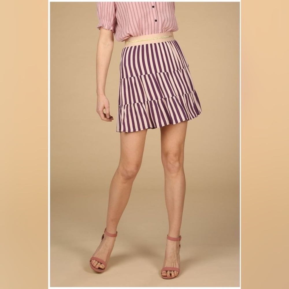 Numph Purple & Pink Striped Kakalina Skirt